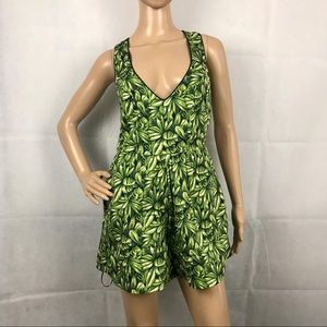 Leaf print romper